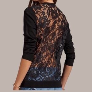 Theory Open Lace Back Black Long Sleeve Top M Dark Coquette Minimalist Chic